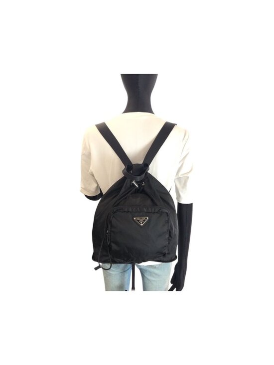 Prada Tessuto Black Silver Nylon Leather Backpack main image 5